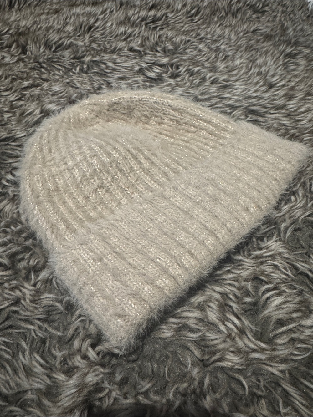 Express Shimmery Knit Beanie - Off-White